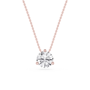 Round Lab Grown Diamond 3 Prong Solitaire Slider Pendant - 16 to 18 Inches