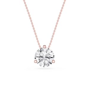 Round Lab Grown Diamond 3 Prong Solitaire Slider Pendant - 16 to 18 Inches