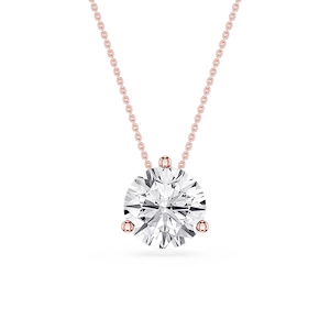 Round Lab Grown Diamond 3 Prong Solitaire Slider Pendant - 16 to 18 Inches