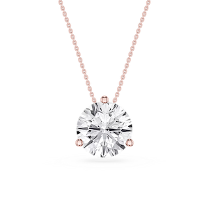 Round Lab Grown Diamond 3 Prong Solitaire Slider Pendant - 16 to 18 Inches