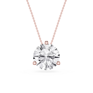 Round Lab Grown Diamond 3 Prong Solitaire Slider Pendant - 16 to 18 Inches