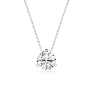 Round Lab Grown Diamond 3 Prong Solitaire Slider Pendant - 16 to 18 Inches