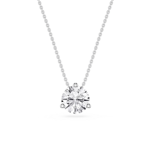 Round Lab Grown Diamond 3 Prong Solitaire Slider Pendant - 16 to 18 Inches