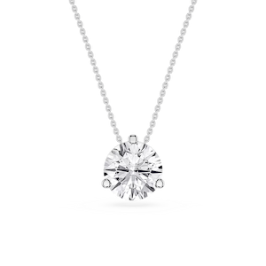 Round Lab Grown Diamond 3 Prong Solitaire Slider Pendant - 16 to 18 Inches