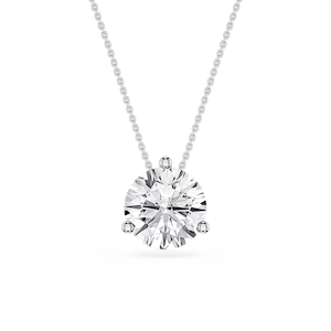 Round Lab Grown Diamond 3 Prong Solitaire Slider Pendant - 16 to 18 Inches