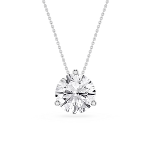 Round Lab Grown Diamond 3 Prong Solitaire Slider Pendant - 16 to 18 Inches