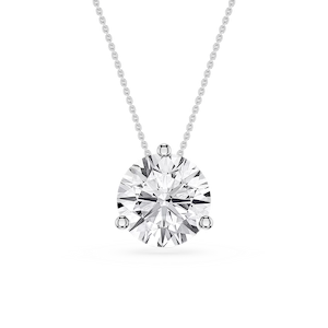 Round Lab Grown Diamond 3 Prong Solitaire Slider Pendant - 16 to 18 Inches