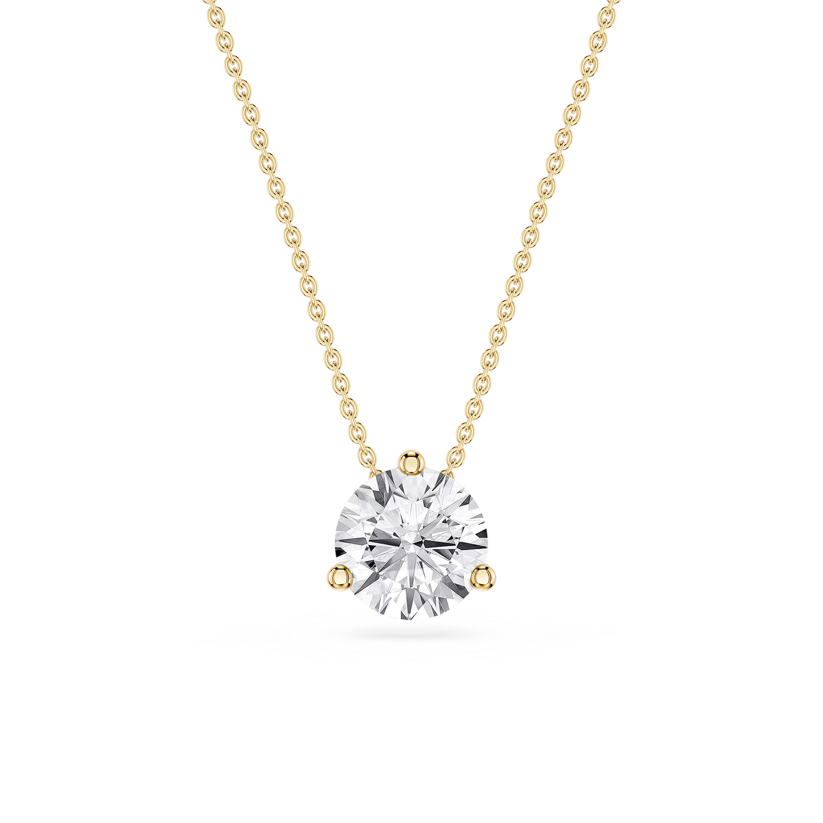 Round Lab Grown Diamond 3 Prong Solitaire Slider Pendant - 16 to 18 Inches