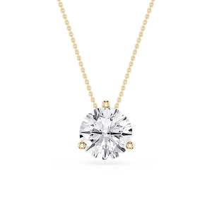 Round Lab Grown Diamond 3 Prong Solitaire Slider Pendant - 16 to 18 Inches