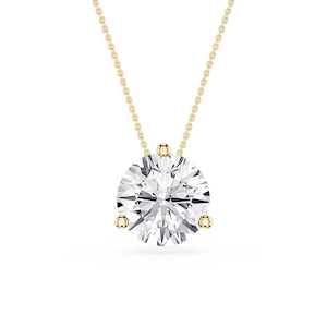 Round Lab Grown Diamond 3 Prong Solitaire Slider Pendant - 16 to 18 Inches