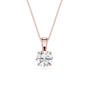 Round Lab Grown Diamond 4-Prong Single Bail Pendant - 16 to 18 Inches