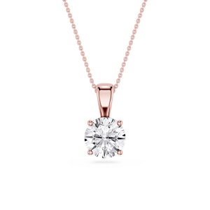Round Lab Grown Diamond 4-Prong Single Bail Pendant - 16 to 18 Inches