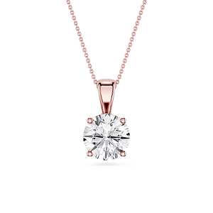 Round Lab Grown Diamond 4-Prong Single Bail Pendant - 16 to 18 Inches
