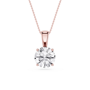 Round Lab Grown Diamond 4-Prong Single Bail Pendant - 16 to 18 Inches