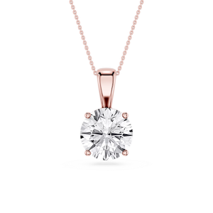Round Lab Grown Diamond 4-Prong Single Bail Pendant - 16 to 18 Inches