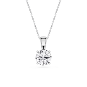 Round Lab Grown Diamond 4-Prong Single Bail Pendant - 16 to 18 Inches