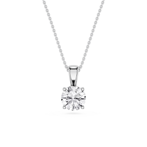 Round Lab Grown Diamond 4-Prong Single Bail Pendant - 16 to 18 Inches