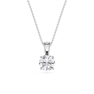 Round Lab Grown Diamond 4-Prong Single Bail Pendant - 16 to 18 Inches