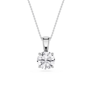 Round Lab Grown Diamond 4-Prong Single Bail Pendant - 16 to 18 Inches