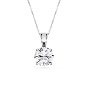 Round Lab Grown Diamond 4-Prong Single Bail Pendant - 16 to 18 Inches