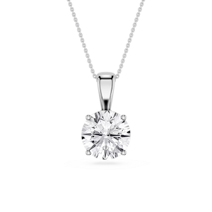 Round Lab Grown Diamond 4-Prong Single Bail Pendant - 16 to 18 Inches