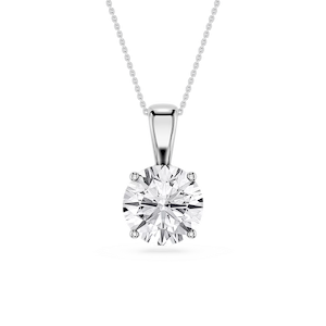 Round Lab Grown Diamond 4-Prong Single Bail Pendant - 16 to 18 Inches