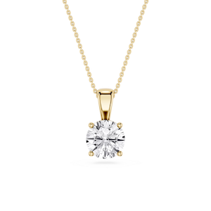 Round Lab Grown Diamond 4-Prong Single Bail Pendant - 16 to 18 Inches