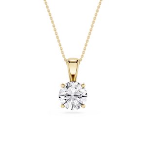 Round Lab Grown Diamond 4-Prong Single Bail Pendant - 16 to 18 Inches