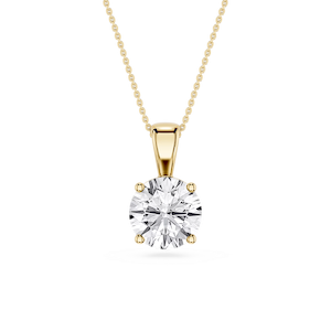 Round Lab Grown Diamond 4-Prong Single Bail Pendant - 16 to 18 Inches