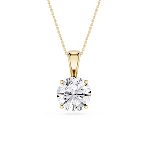 Round Lab Grown Diamond 4-Prong Single Bail Pendant - 16 to 18 Inches