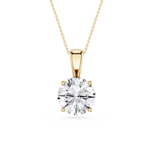 Round Lab Grown Diamond 4-Prong Single Bail Pendant - 16 to 18 Inches