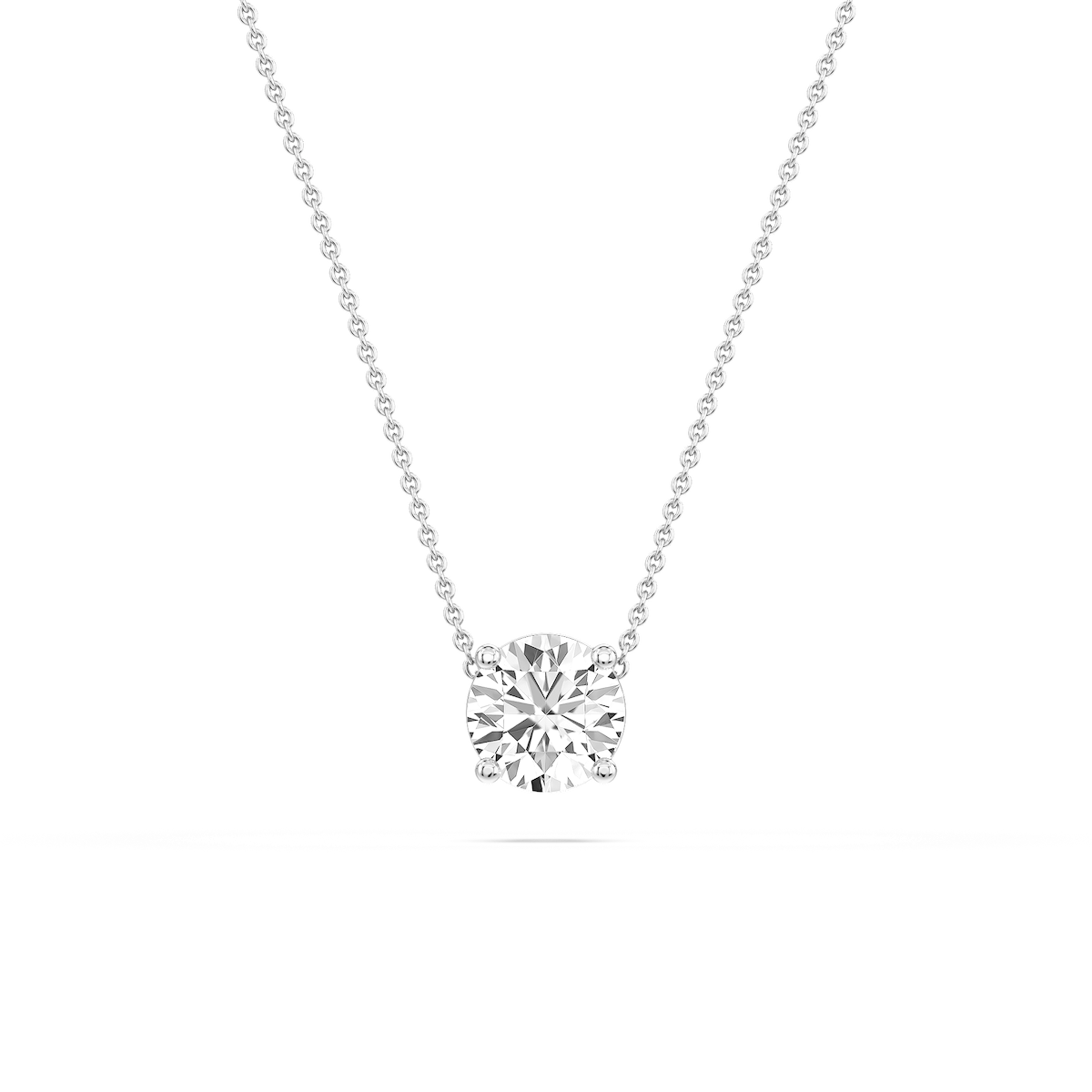 Round Lab Grown Diamond 4 Prong Solitaire Slider Pendant - 16 to 18 Inches