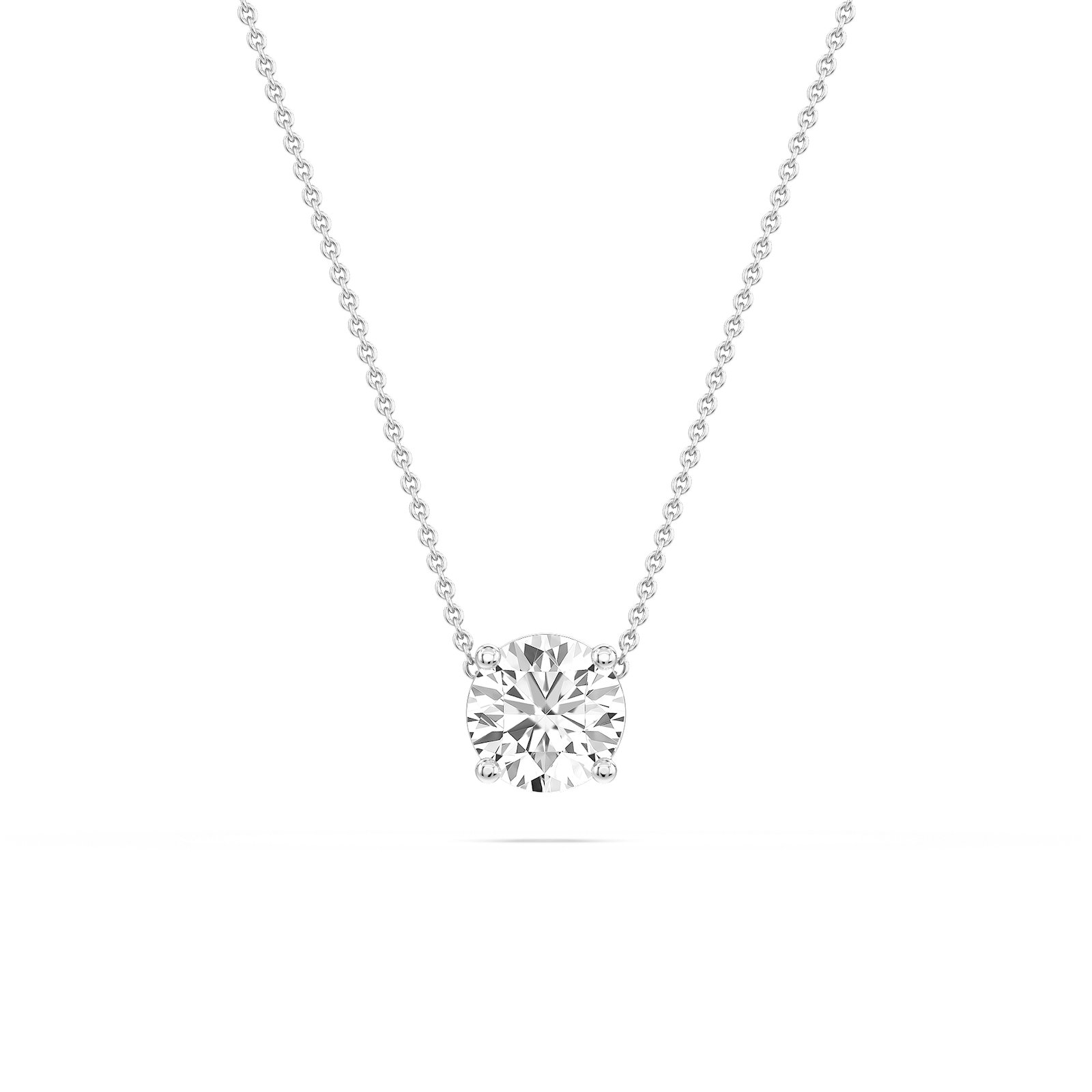 Round Lab Grown Diamond 4 Prong Solitaire Slider Pendant - 16 to 18 Inches