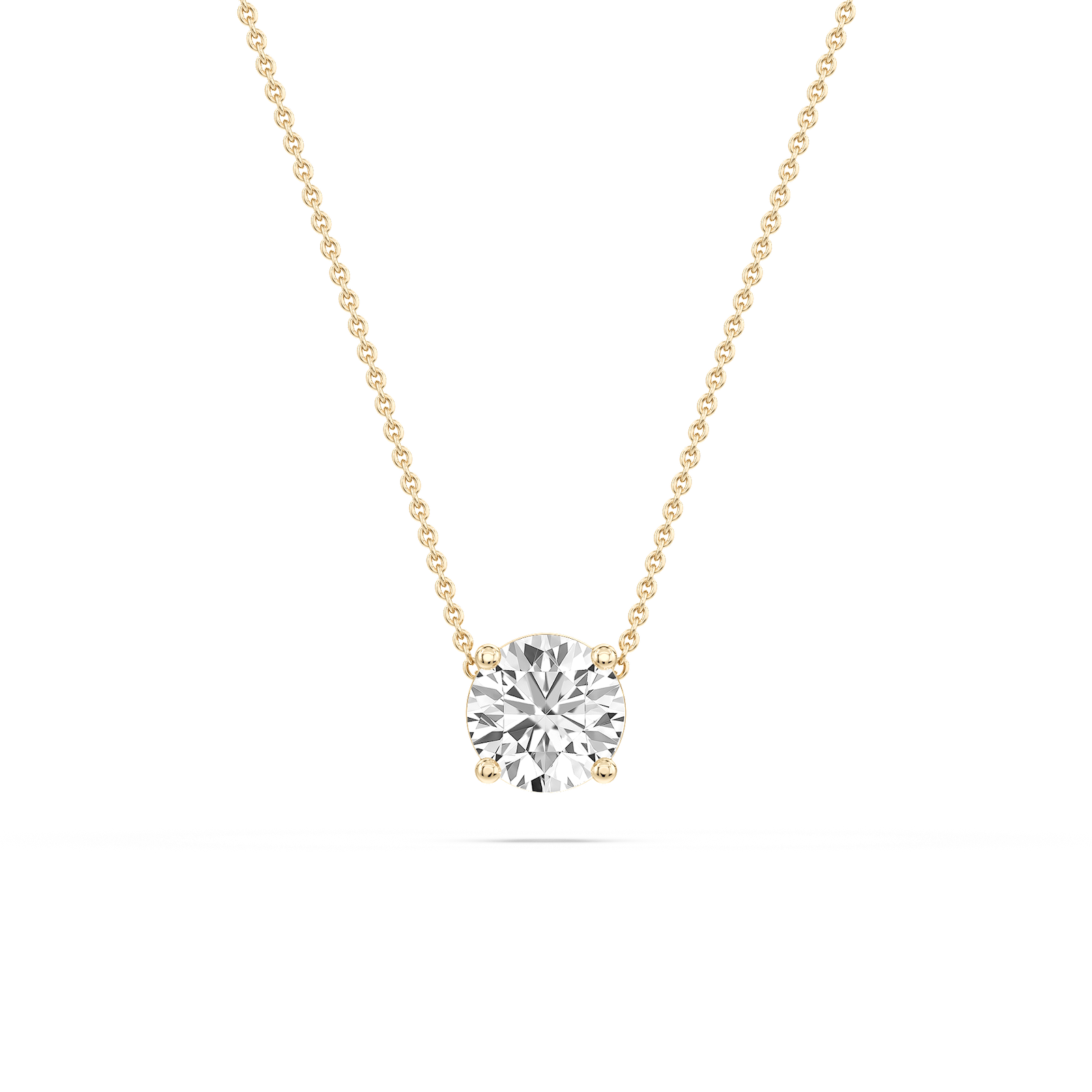 Round Lab Grown Diamond 4 Prong Solitaire Slider Pendant - 16 to 18 Inches