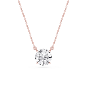 Round Lab Grown Diamond 4 Prong Solitaire Pendant - 16 to 18 Inches