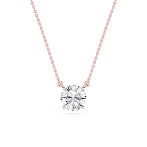 Round Lab Grown Diamond 4 Prong Solitaire Pendant - 16 to 18 Inches