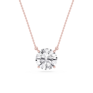 Round Lab Grown Diamond 4 Prong Solitaire Pendant - 16 to 18 Inches