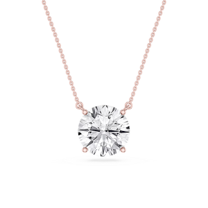 Round Lab Grown Diamond 4 Prong Solitaire Pendant - 16 to 18 Inches