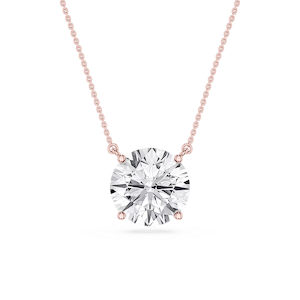 Round Lab Grown Diamond 4 Prong Solitaire Pendant - 16 to 18 Inches