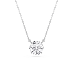 Round Lab Grown Diamond 4 Prong Solitaire Pendant - 16 to 18 Inches