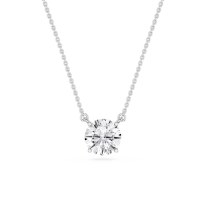 Round Lab Grown Diamond 4 Prong Solitaire Pendant - 16 to 18 Inches