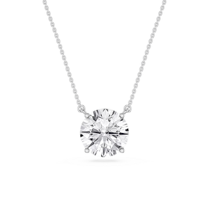 Round Lab Grown Diamond 4 Prong Solitaire Pendant - 16 to 18 Inches