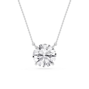 Round Lab Grown Diamond 4 Prong Solitaire Pendant - 16 to 18 Inches