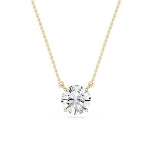 Round Lab Grown Diamond 4 Prong Solitaire Pendant - 16 to 18 Inches