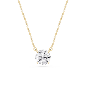 Round Lab Grown Diamond 4 Prong Solitaire Pendant - 16 to 18 Inches