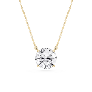 Round Lab Grown Diamond 4 Prong Solitaire Pendant - 16 to 18 Inches
