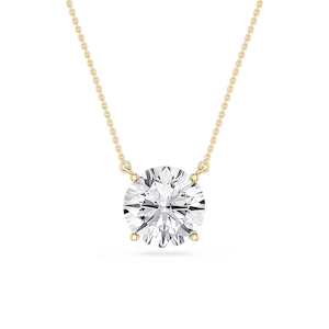 Round Lab Grown Diamond 4 Prong Solitaire Pendant - 16 to 18 Inches