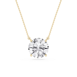 Round Lab Grown Diamond 4 Prong Solitaire Pendant - 16 to 18 Inches