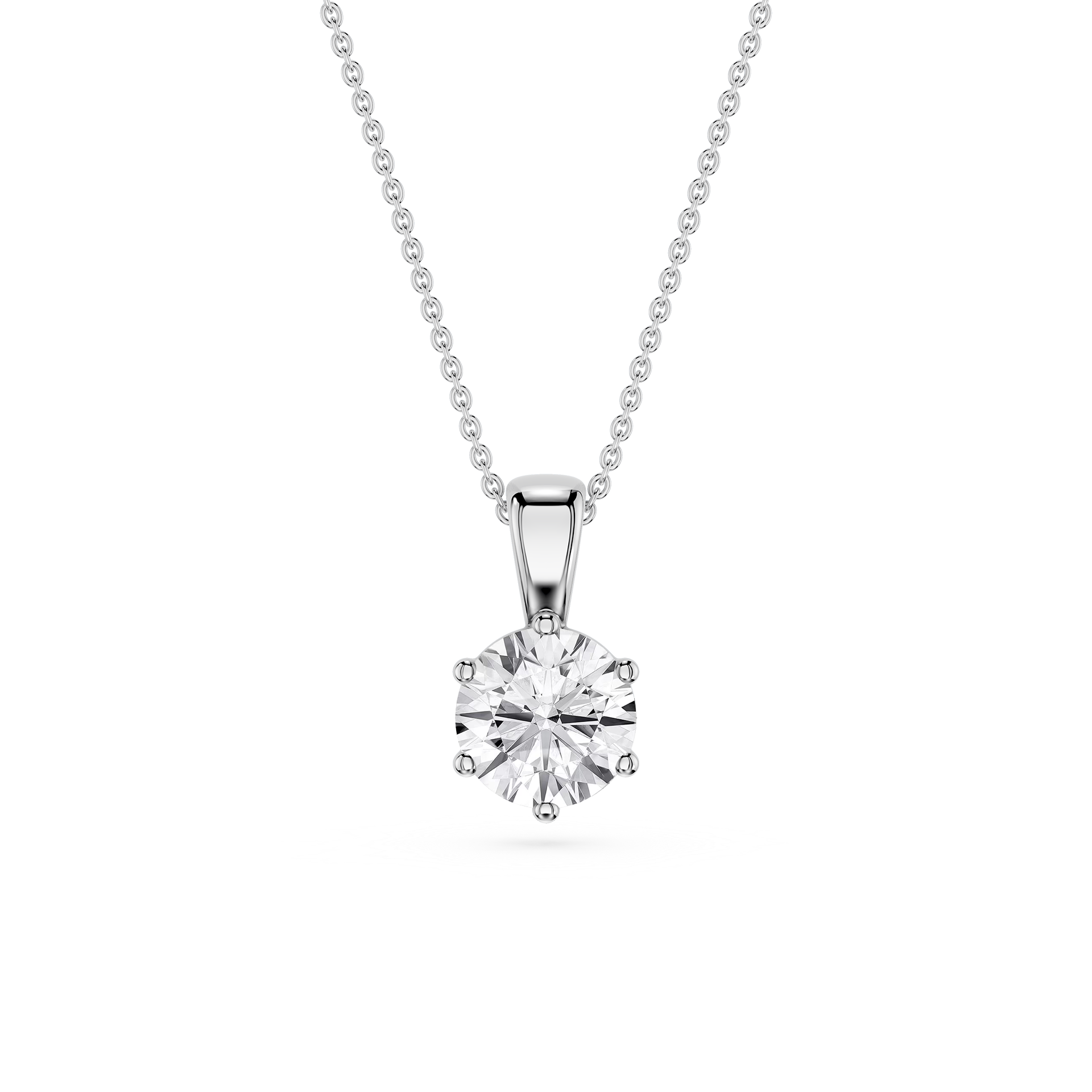 Round Lab Grown Diamond 6-Prong Bail Solitaire Pendant - 16 to 18 Inches