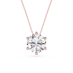 Round Lab Grown Diamond 6-Prong Slide Solitaire  Pendant - 16 to 18 Inches
